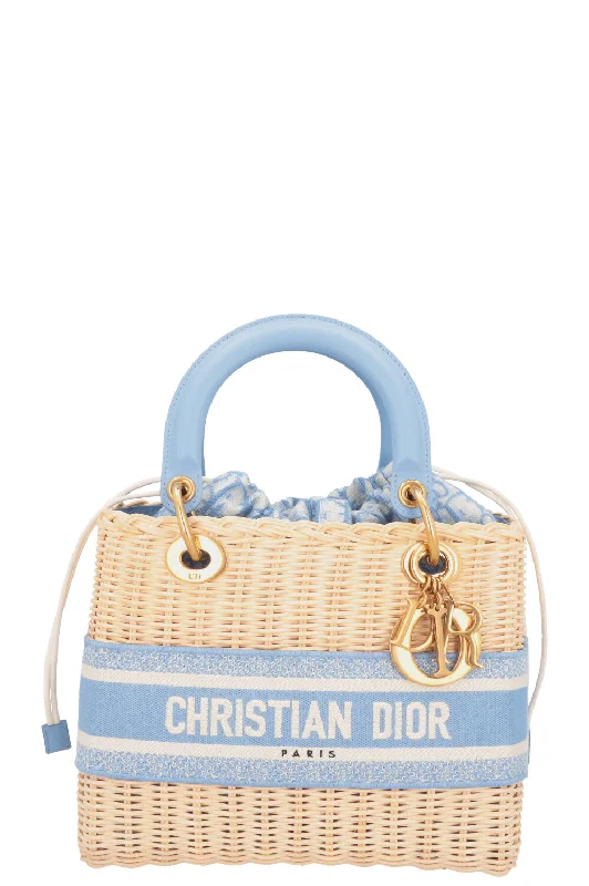 CHRISTIAN DIOR Dioriviera Medium Lady Dior Bag Blue Beige