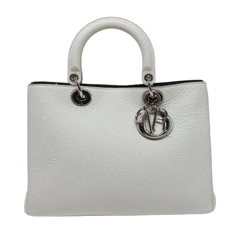 CHRISTIAN DIOR Diorissimo Hand Bag Leather 2way White Auth am6412A