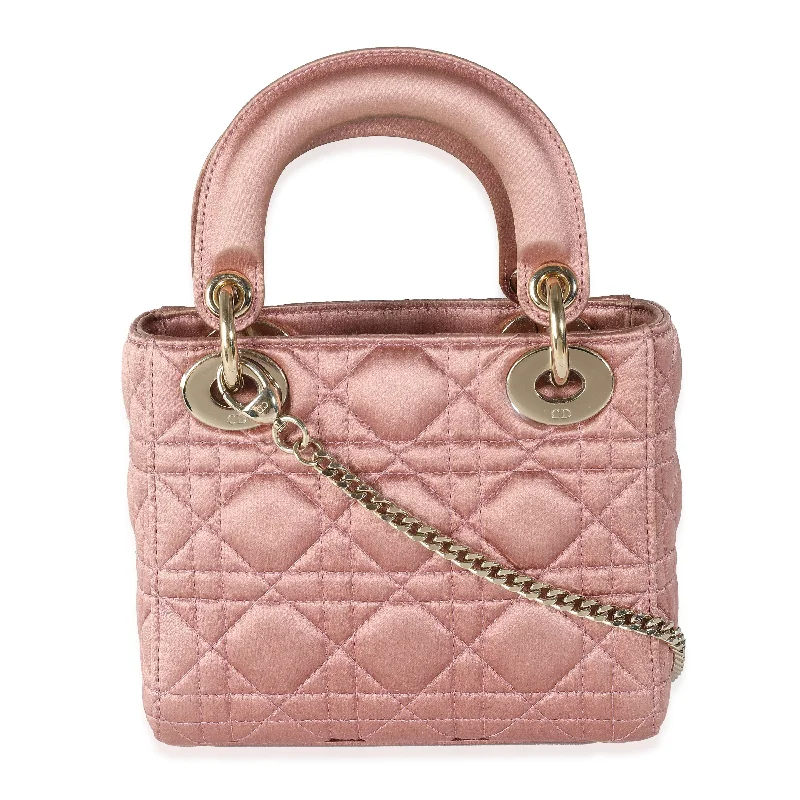 CHRISTIAN DIOR Dusty Rose Satin Cannage Crystal Mini Lady Dior