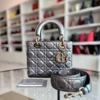 Lady Small Grained Calfskin Metallic Gunmetal GHW