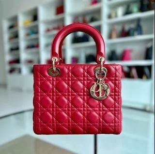 *No Strap* Lady Medium Lambskin Red GHW