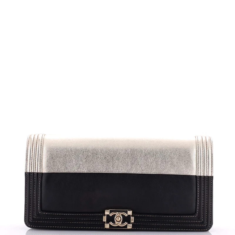 Bicolor Boy Flap Clutch Calfskin Small