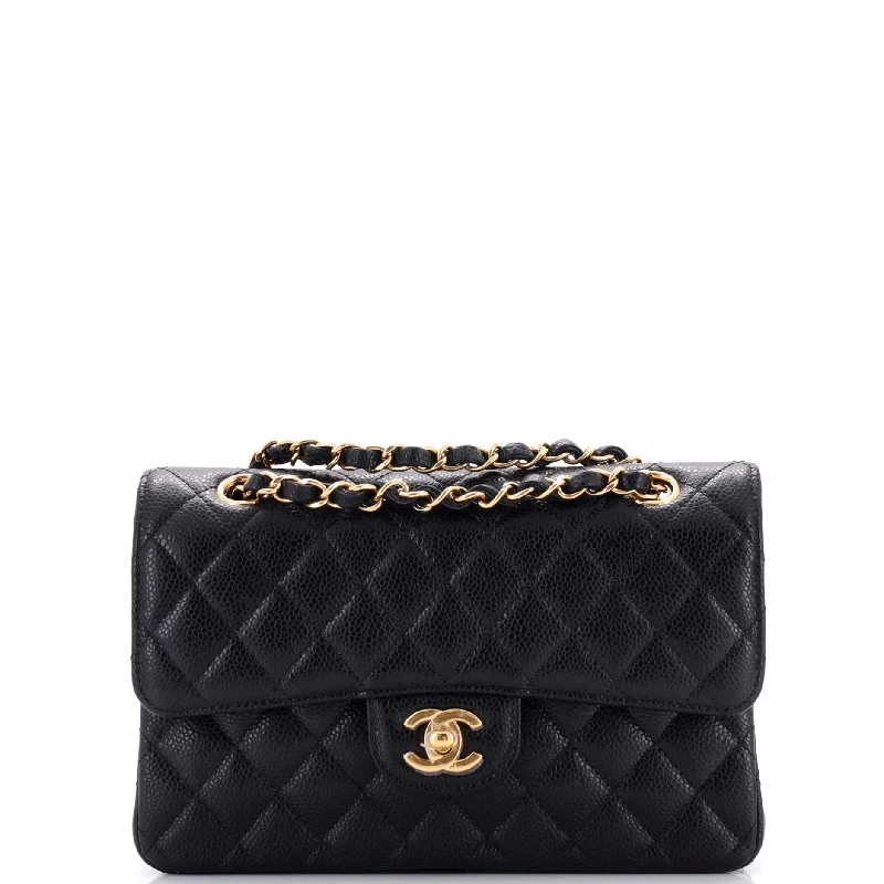 Classic Double Flap Bag Quilted Caviar Small