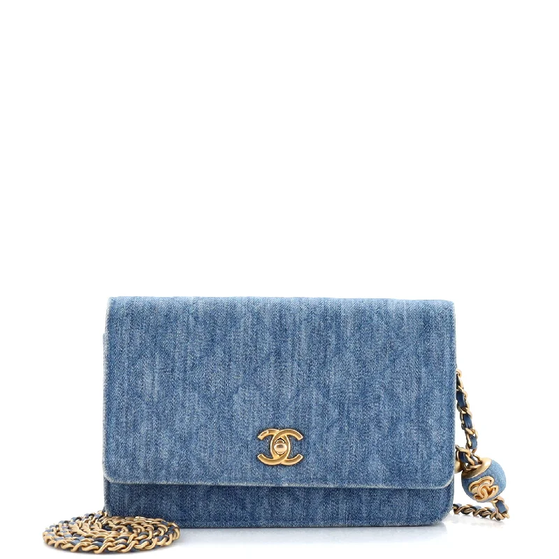 Pearl Crush Wallet on Chain Quilted Denim