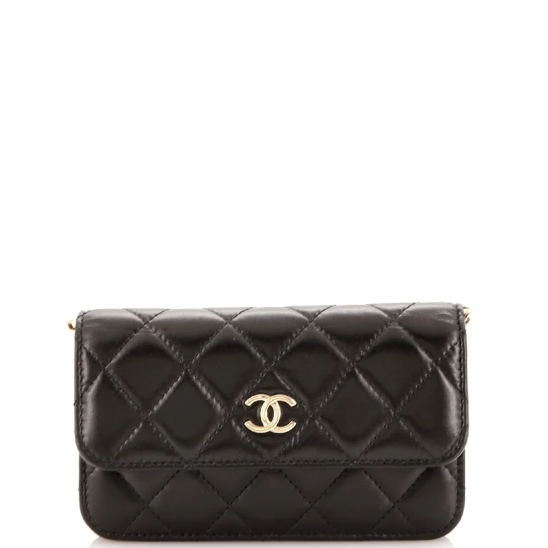 Pearl Strap Clutch with Chain Quilted Calfskin