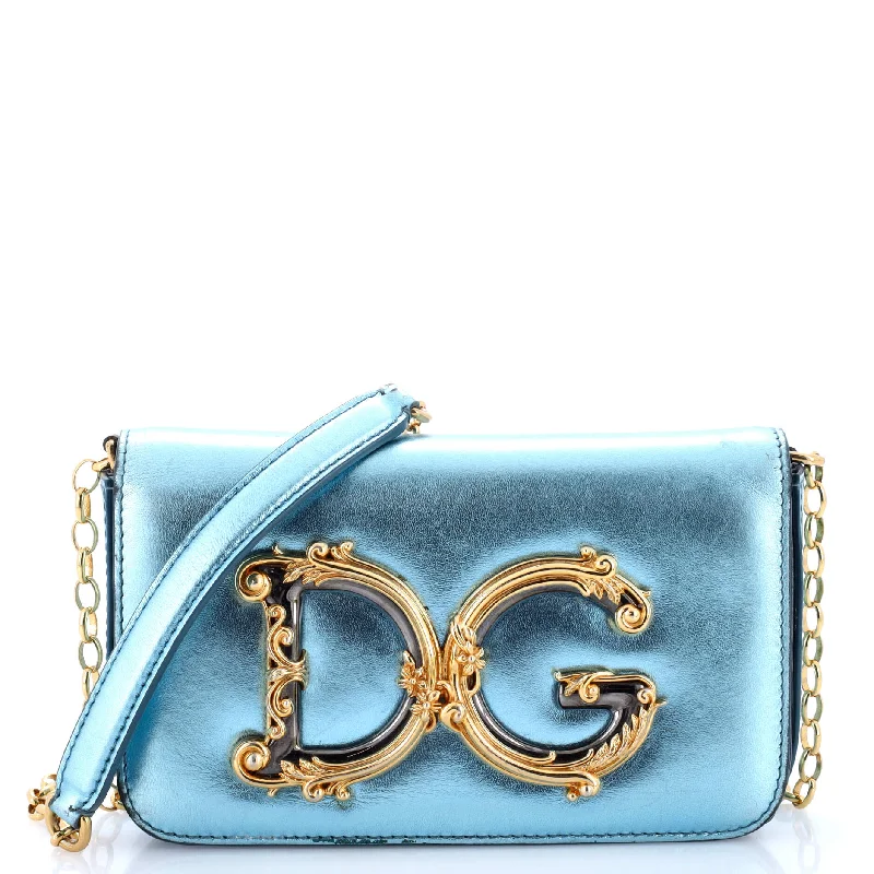 DG Girls Flap Bag Embellished Leather Small