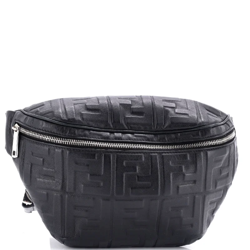 Zip Waist Bag Zucca Embossed Leather