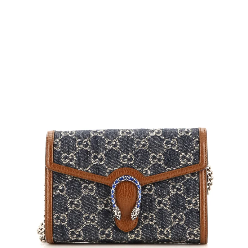 Dionysus Chain Wallet GG Denim Small