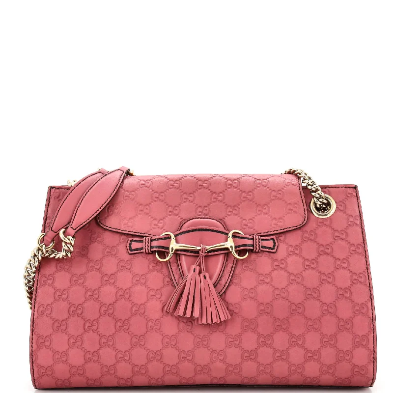 Emily Chain Flap Shoulder Bag Guccissima Leather Large