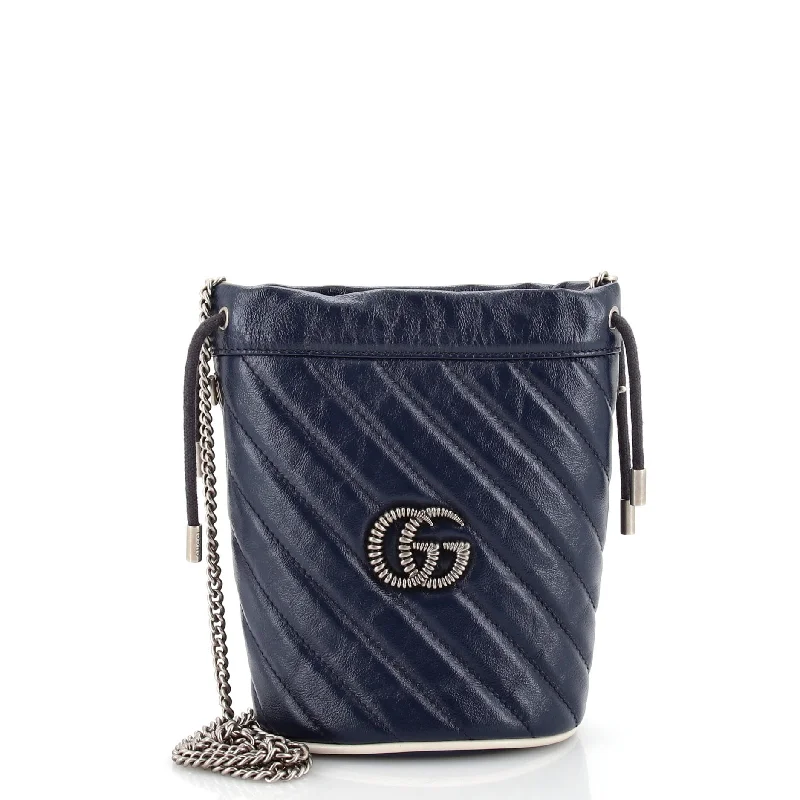 GG Marmont Bucket Bag Diagonal Quilted Leather Mini