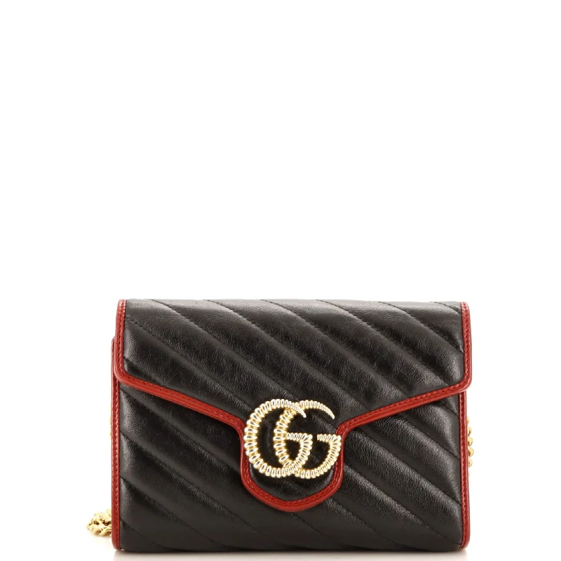 GG Marmont Chain Wallet Diagonal Quilted Leather Mini