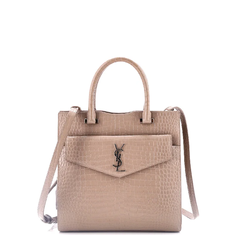 Uptown Tote Crocodile Embossed Leather Small